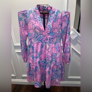 Lilly Pulizter Pink Paisley Long Sleeve Dress